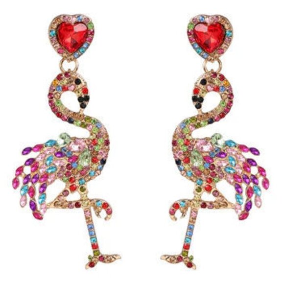 FLAMINGO POST EARRINGS - Picture 2 of 2